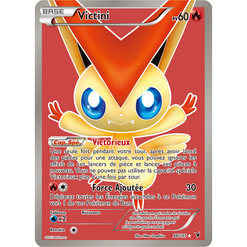 Carte Pokémon Victini 98/101 Ultra Rare Nobles Victoires
