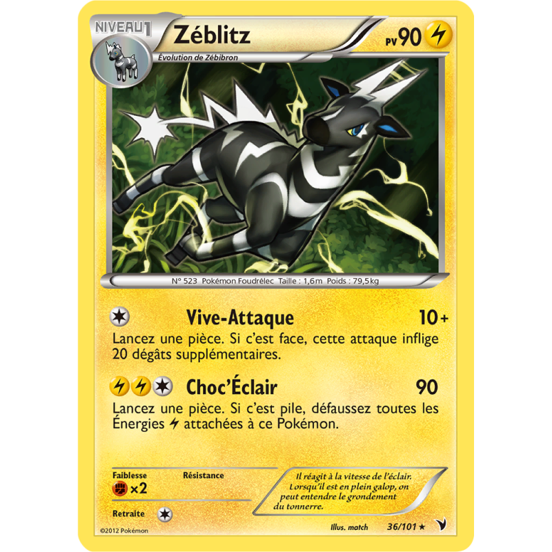 Carte Pokémon Zéblitz 36/101 Rare Nobles Victoires