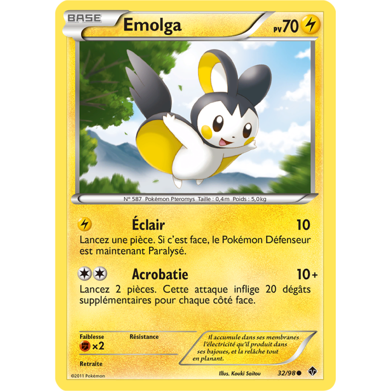 Carte Pokémon Emolga 32/98 Commune Pouvoirs Émergents