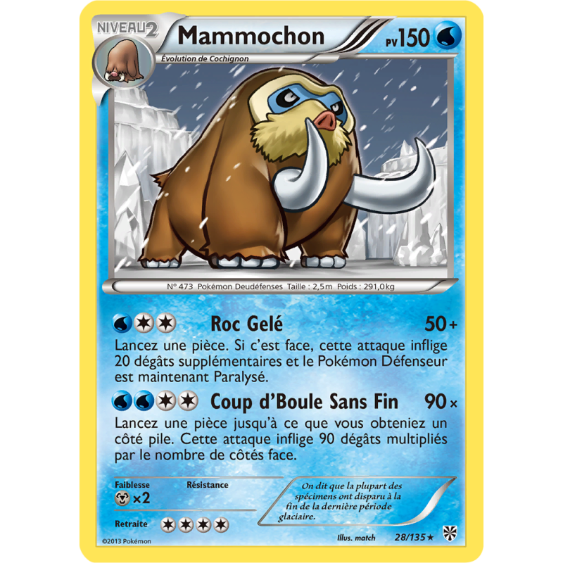 Carte Pokémon Mammochon 28/135 Rare Tempête Plasma