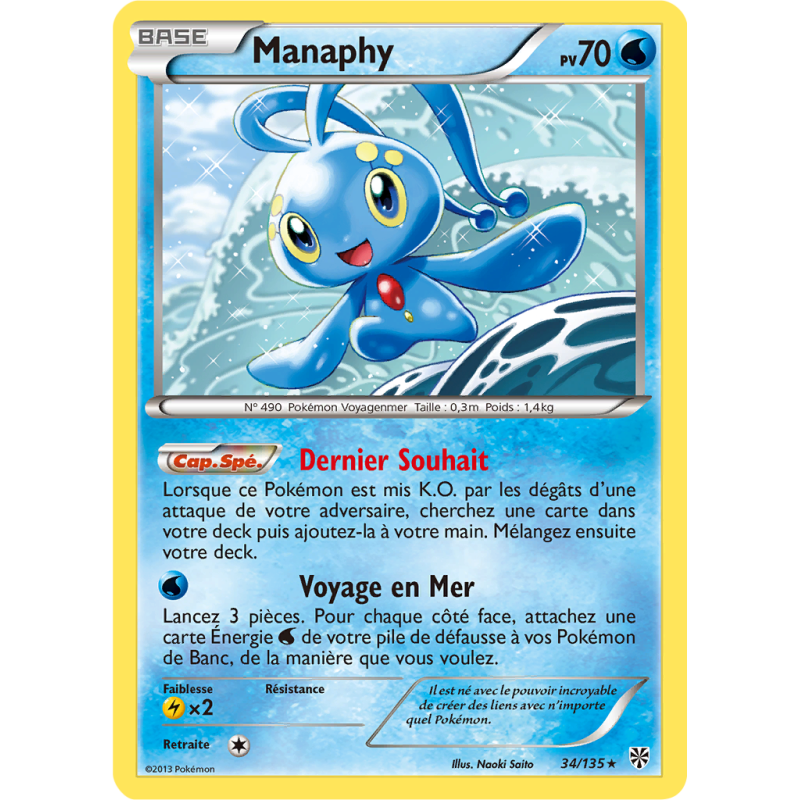 Carte Pokémon Manaphy 34/135 Holographique Tempête Plasma