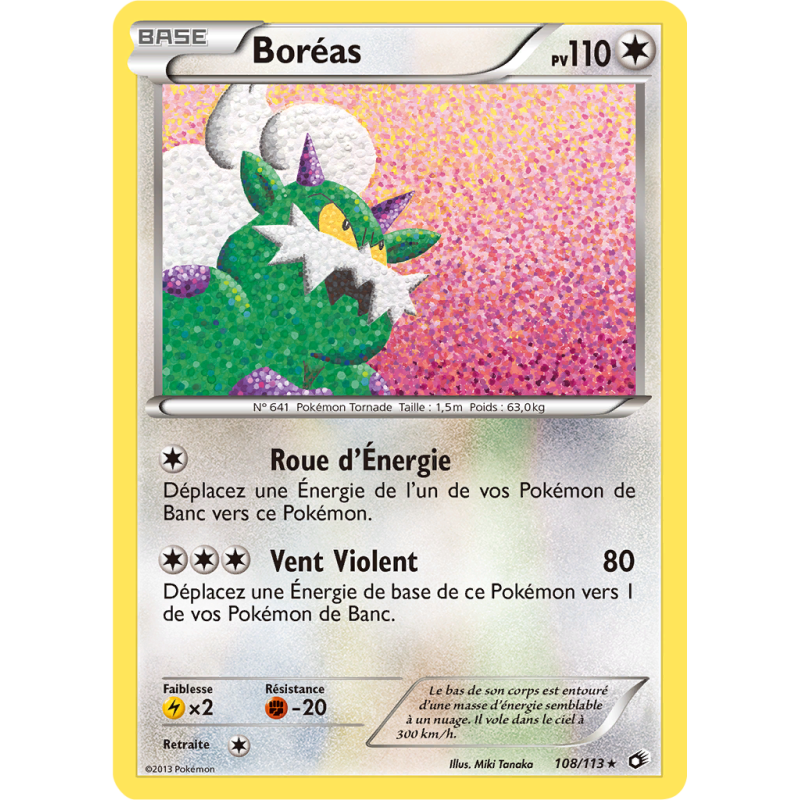 Carte Pokémon Boréas 108/113 Holographique Trésors Légendaires