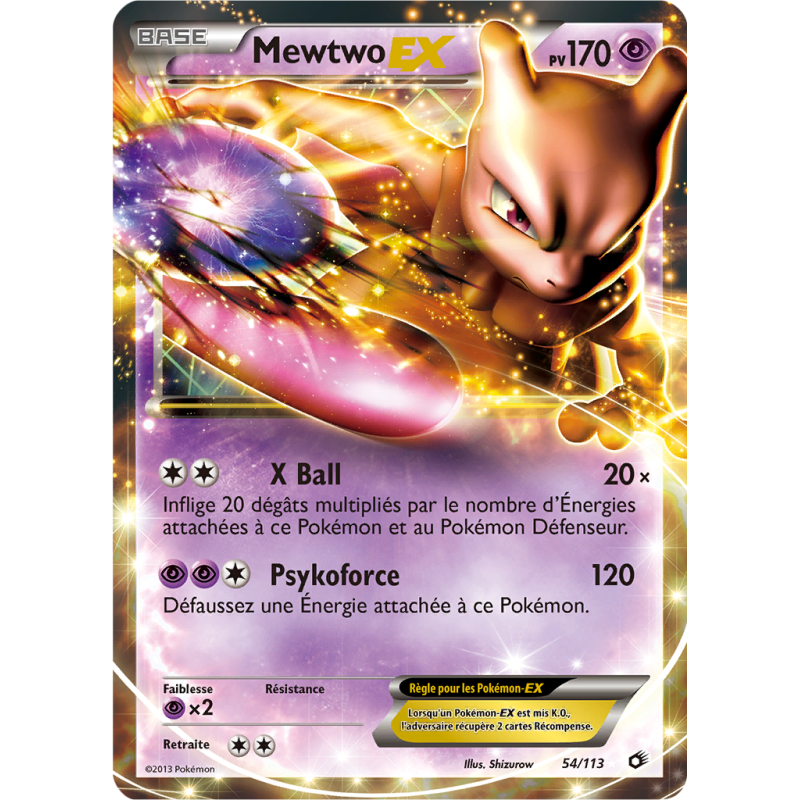 Carte Pokémon Mewtwo-EX 54/113 Ultra Rare Trésors Légendaires