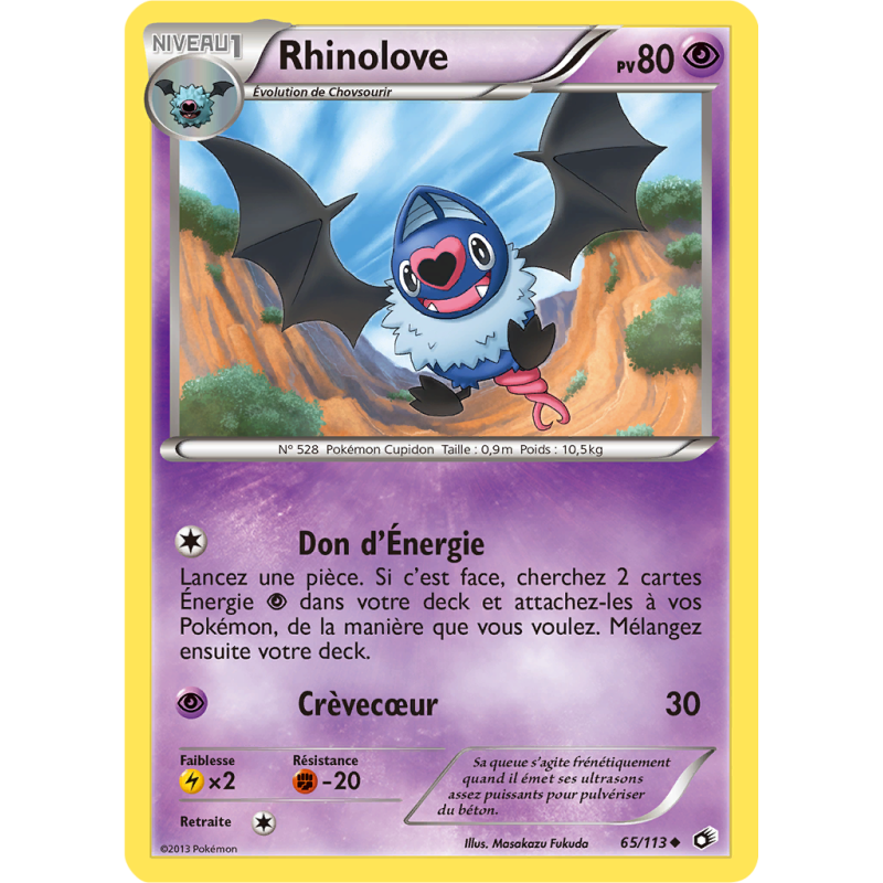 Carte Pokémon Rhinolove 65/113 Peu commune Trésors Légendaires