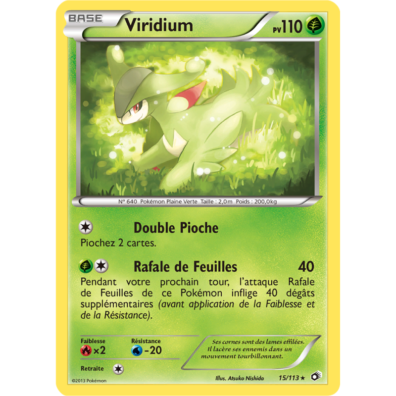 Carte Pokémon Viridium 15/113 Holographique Trésors Légendaires