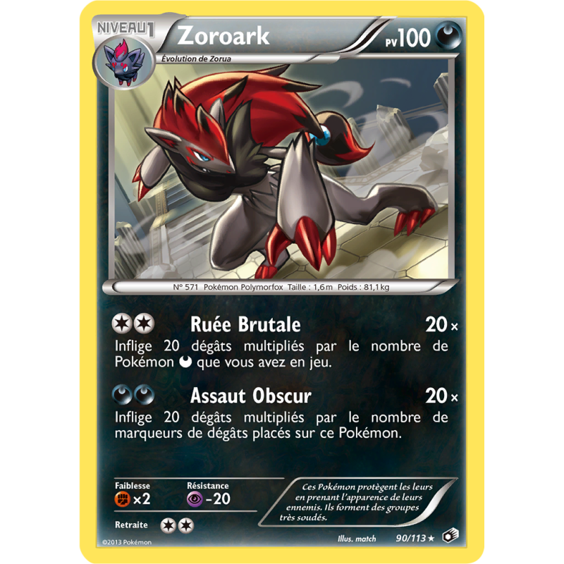 Carte Pokémon Zoroark 90/113 Holographique Trésors Légendaires
