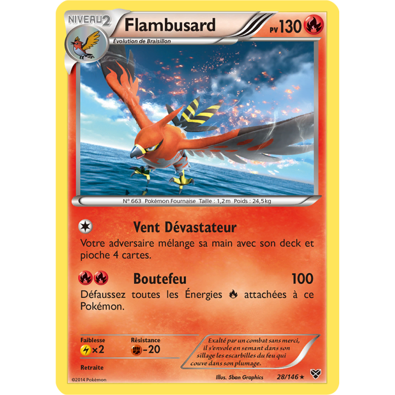 Carte Pokémon Flambusard 28/146 Holographique XY (JCC)