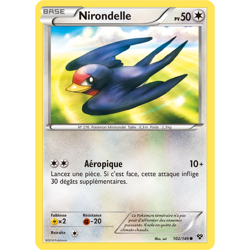 Carte Pokémon Nirondelle 102/146 Commune XY (JCC)