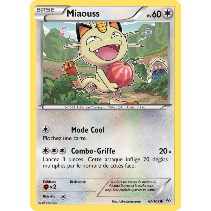 Carte Pokémon Miaouss 67/108 Commune Ciel Rugissant