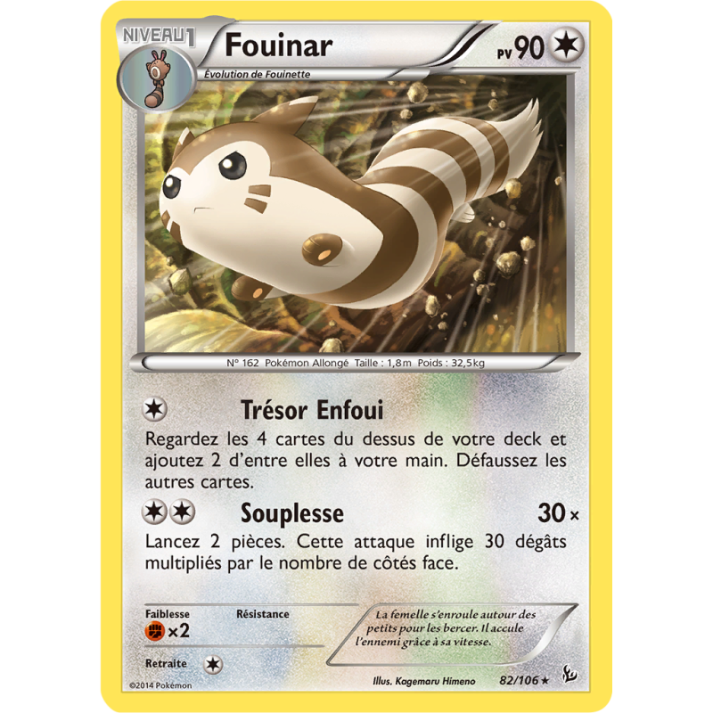 Carte Pokémon Fouinar 82/106 Rare Étincelles