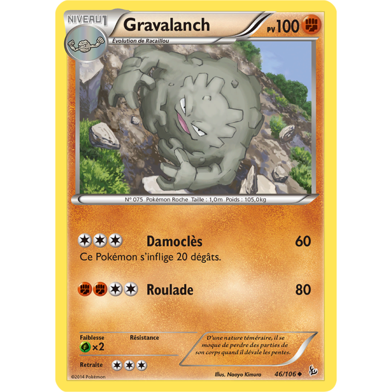Carte Pokémon Gravalanch 46/106 Peu commune Étincelles
