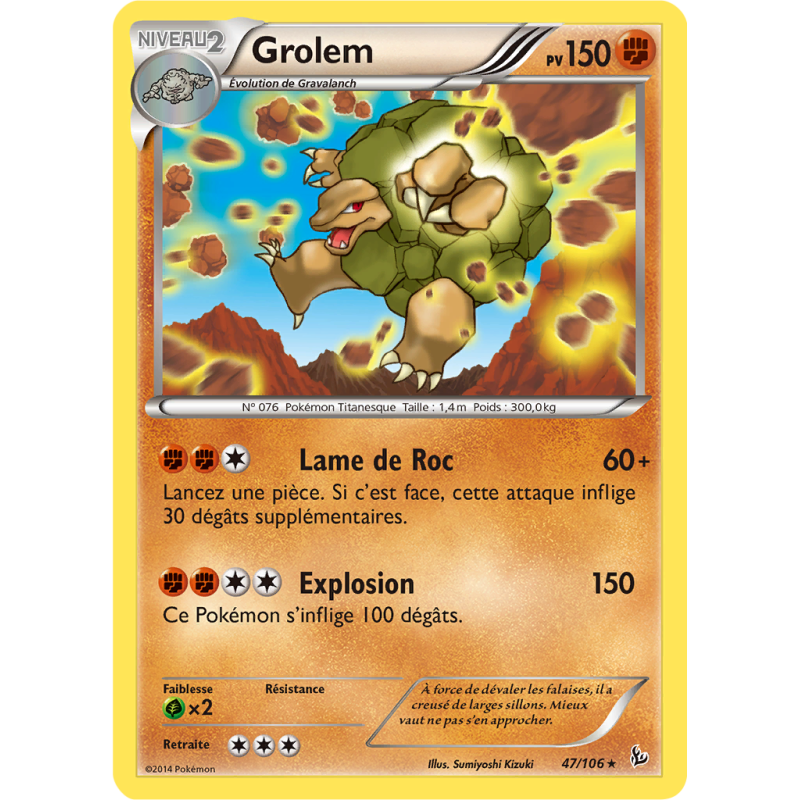 Carte Pokémon Grolem 47/106 Rare Étincelles