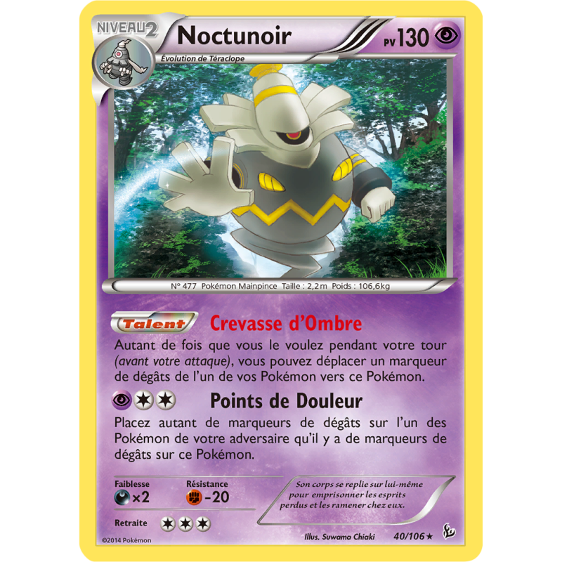 Carte Pokémon Noctunoir 40/106 Holographique Étincelles
