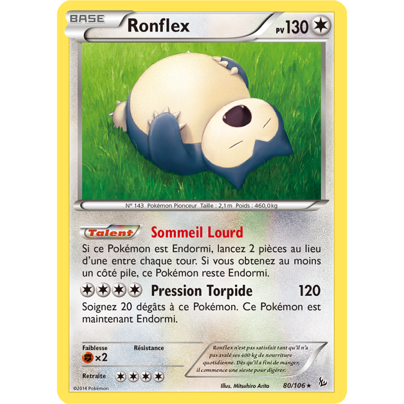 Carte Pokémon Ronflex 80/106 Rare Étincelles