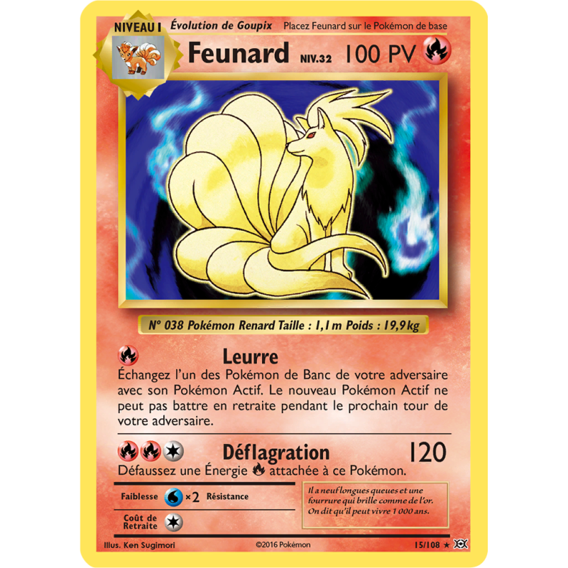 Carte Pokémon Feunard 15/108 Holographique Évolutions