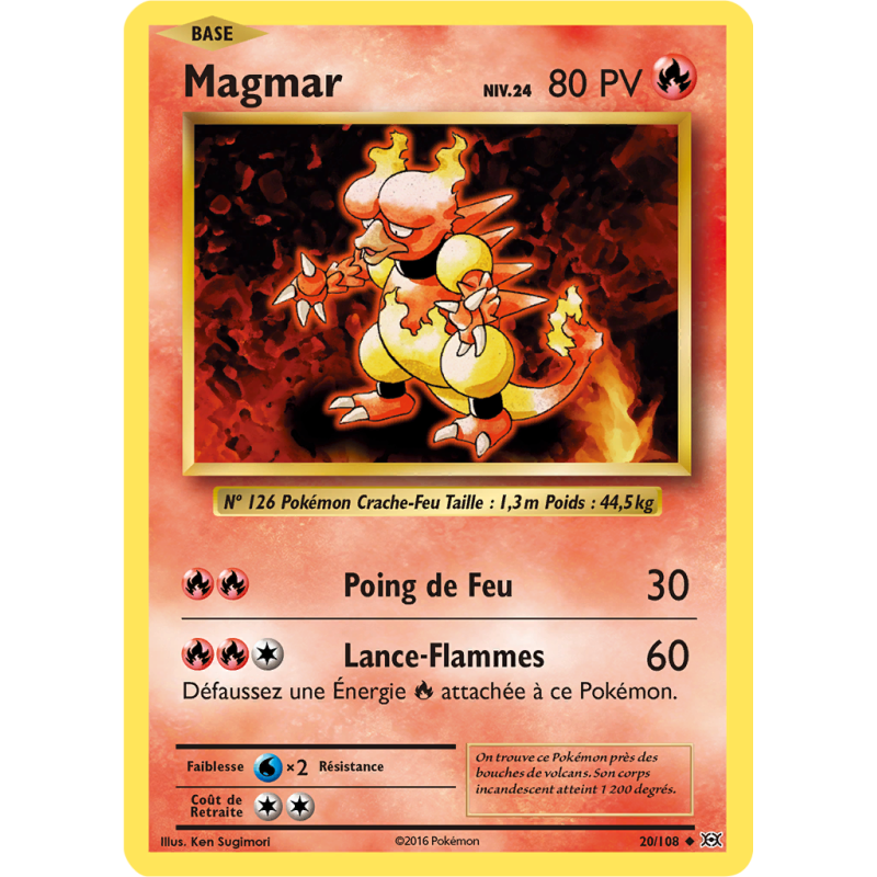 Carte Pokémon Magmar 20/108 Peu commune Évolutions
