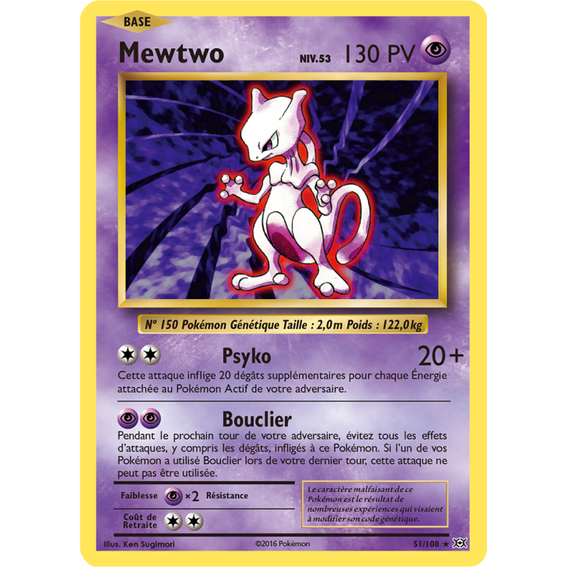 Carte Pokémon Mewtwo 51/108 Rare Évolutions