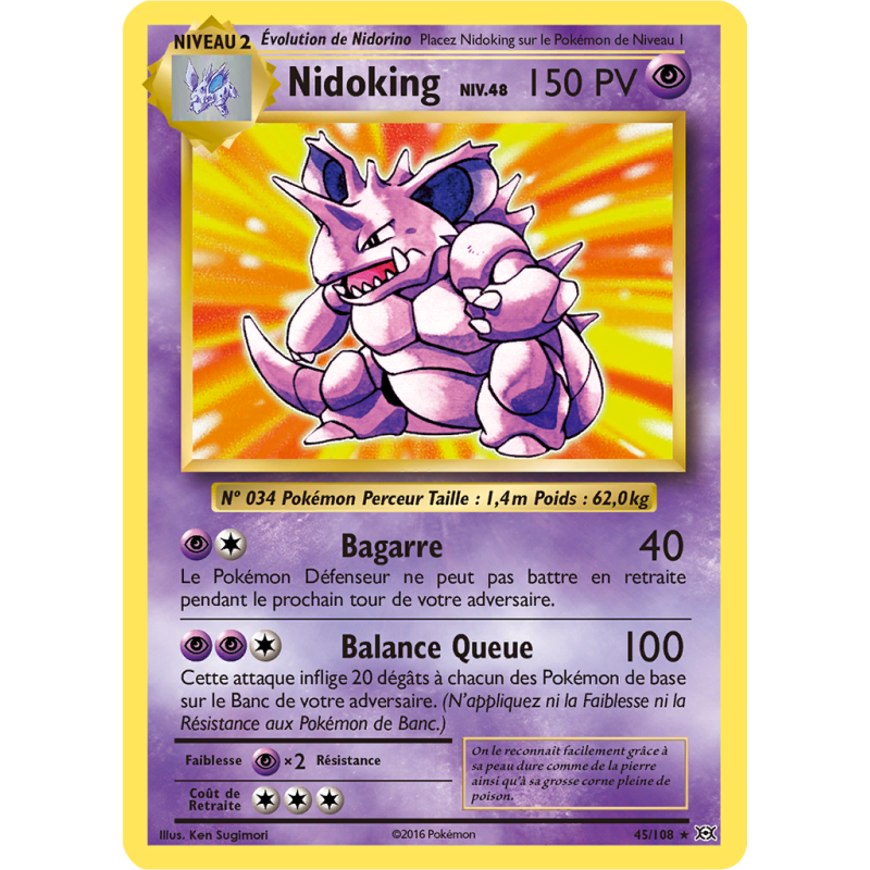 Carte Pokémon Nidoking 45/108 Holographique Évolutions