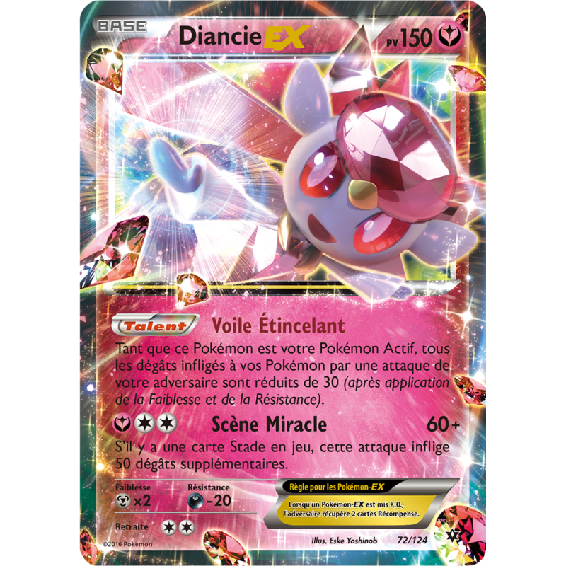 Carte Pokémon Diancie-EX 72/124 Ultra Rare Impact des Destins