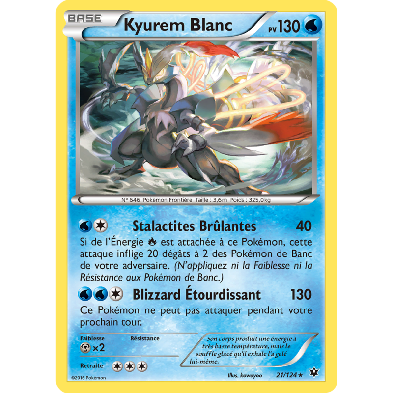 Carte Pokémon Kyurem Blanc 21/124 Holographique Impact des Destins