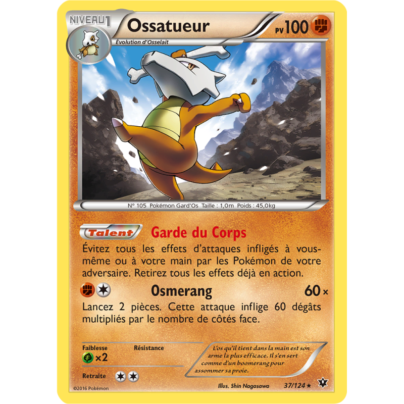 Carte Pokémon Ossatueur 37/124 Rare Impact des Destins