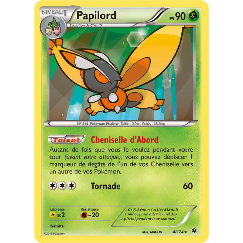 Carte Pokémon Papilord 4/124 Rare Impact des Destins