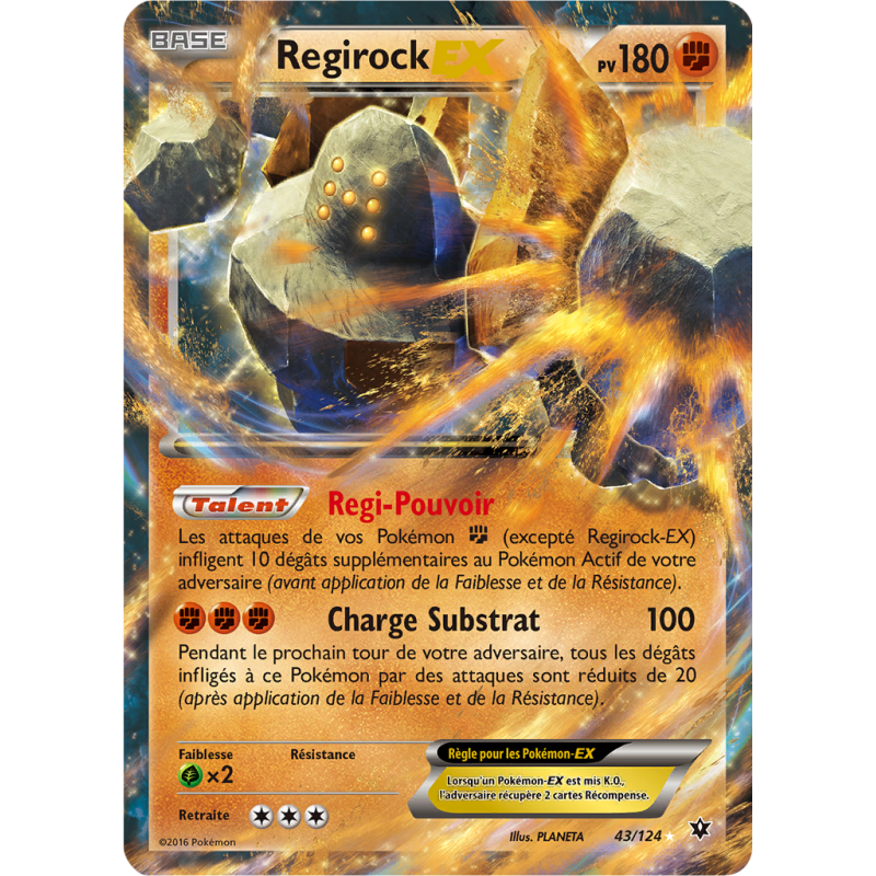 Carte Pokémon Regirock-EX 43/124 Ultra Rare Impact des Destins