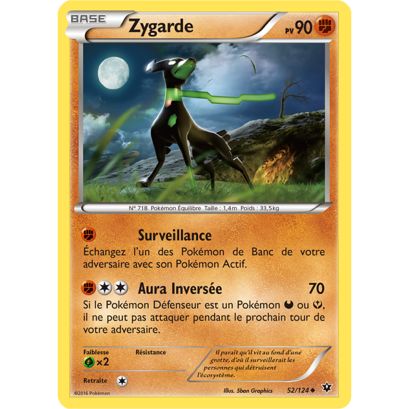 Carte Pokémon Zygarde 52/124 Peu commune Impact des Destins