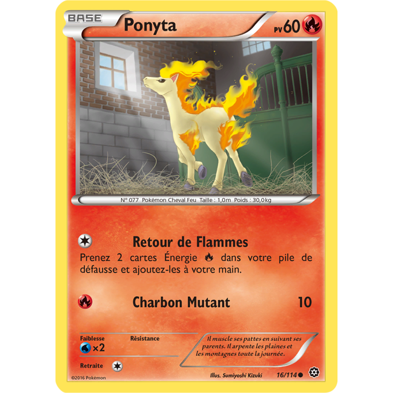 Carte Pokémon Ponyta 16/114 Commune Offensive Vapeur