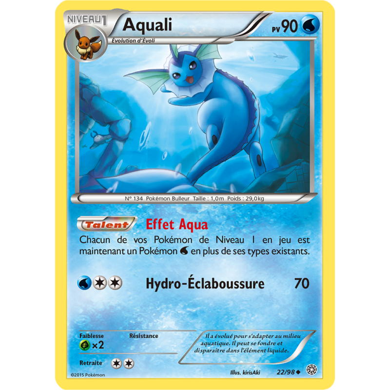 Carte Pokémon Aquali 22/98 Peu commune Origines Antiques