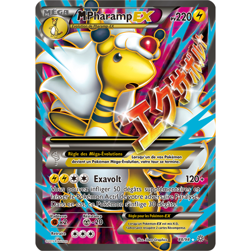 Carte Pokémon M-Pharamp-EX 88/98 Ultra Rare Origines Antiques