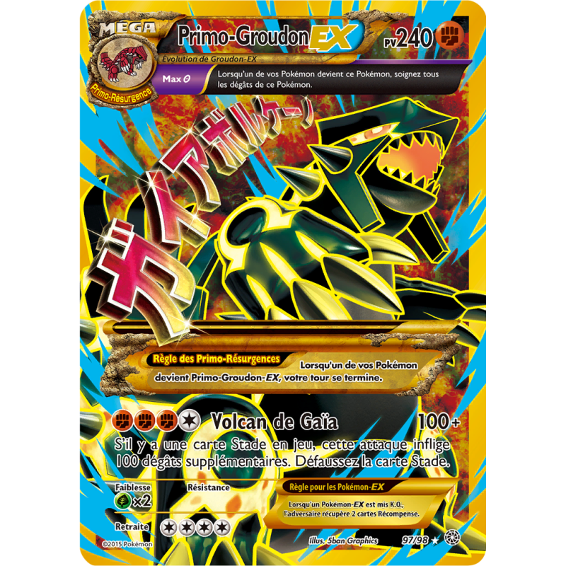 Carte Pokémon Primo-Groudon-EX 97/98 Ultra Rare Origines Antiques