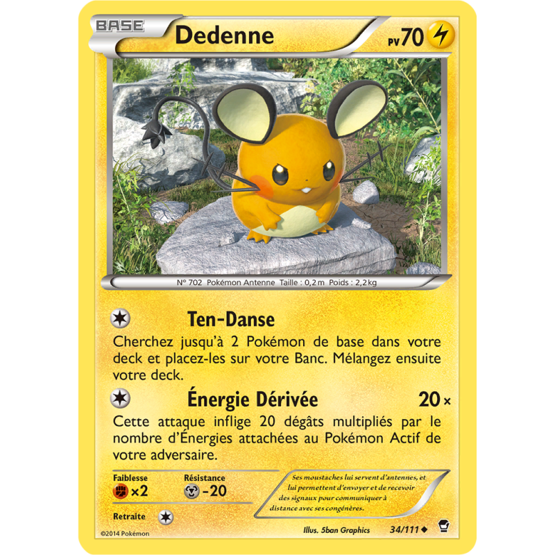 Carte Pokémon Dedenne 34/111 Peu commune Poings Furieux