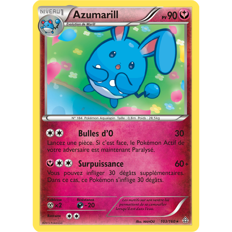 Carte Pokémon Azumarill 103/160 Peu commune Primo-Choc