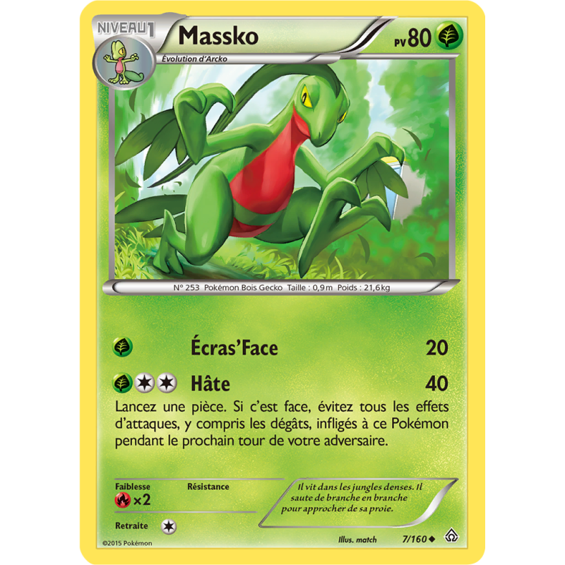 Carte Pokémon Massko 7/160 Peu commune Primo-Choc