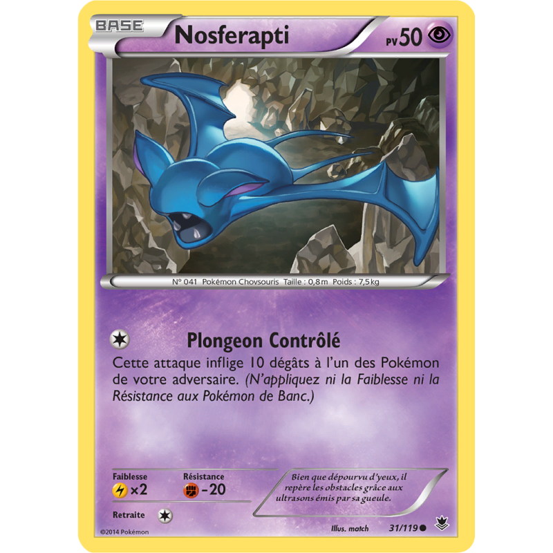 Carte Pokémon Nosferapti 31/119 Commune Vigueur Spectrale