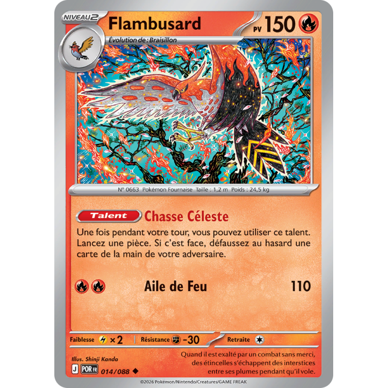 Carte Pokémon Flambusard 014/088 Peu commune Équilibre Parfait