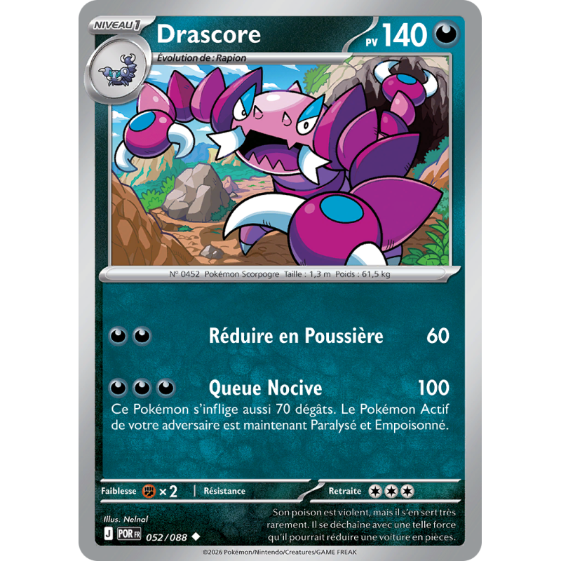 Carte Pokémon Drascore 052/088 Peu commune Équilibre Parfait