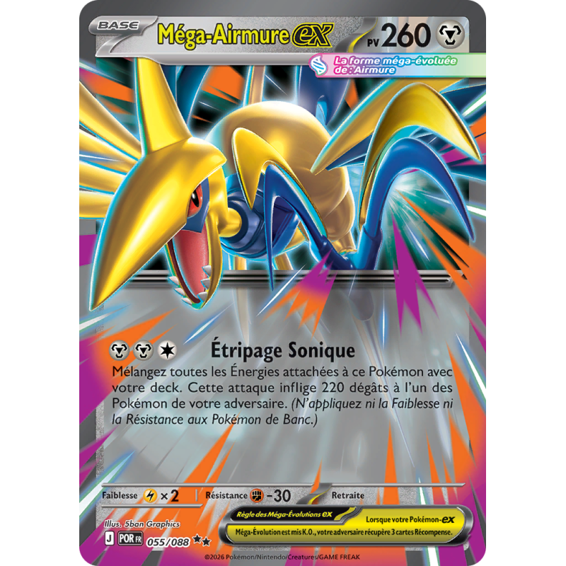 Carte Pokémon Méga-Airmure-ex 055/088 Double rare Équilibre Parfait