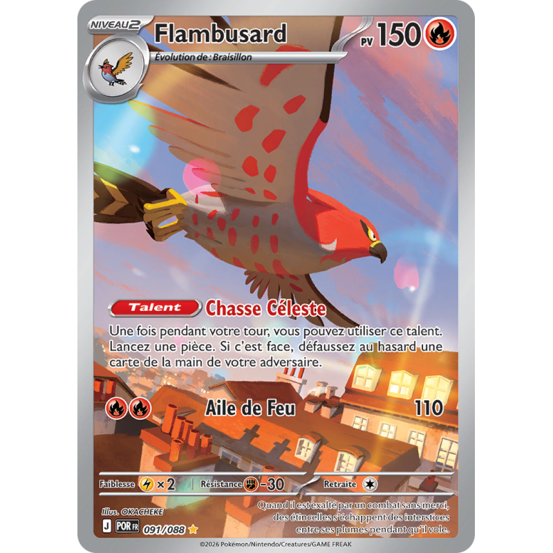Carte Pokémon Flambusard 091/088 AR Équilibre Parfait