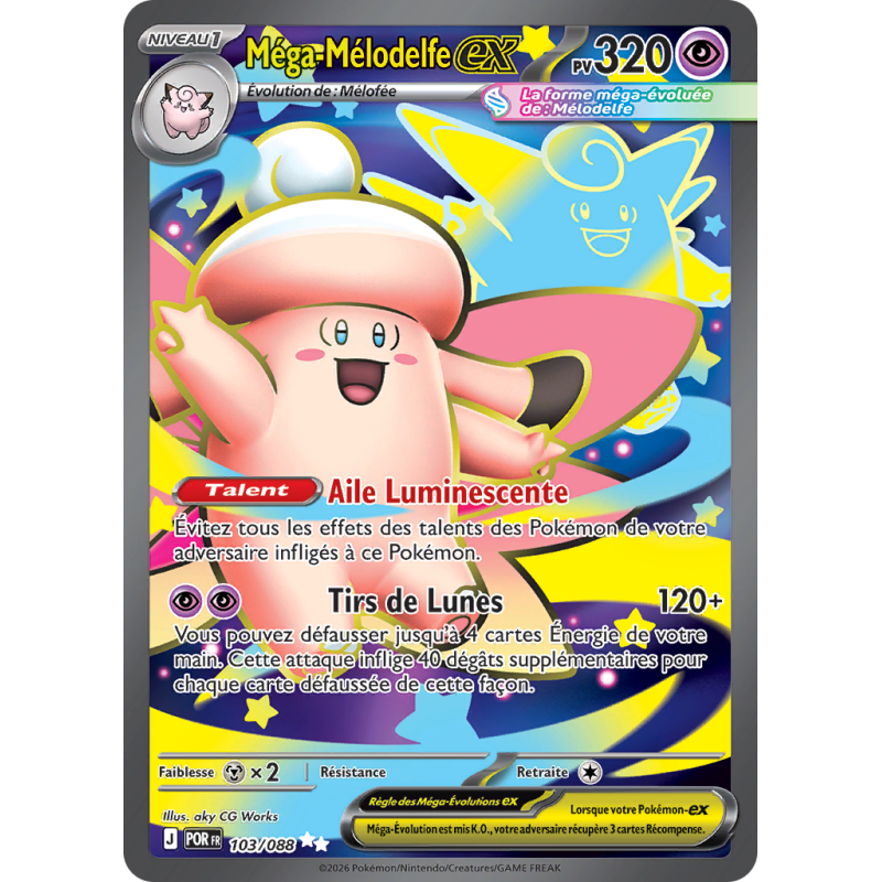 Carte Pokémon Méga-Mélodelfe-ex 103/088 Ultra Rare Équilibre Parfait