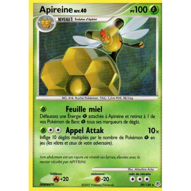 Carte Pokémon Apireine 39/130 Rare Diamant & Perle (JCC)