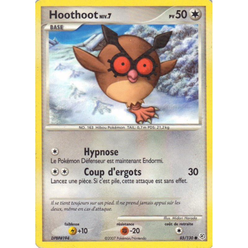 Carte Pokémon Hoothoot 85/130 Commune Diamant & Perle (JCC)