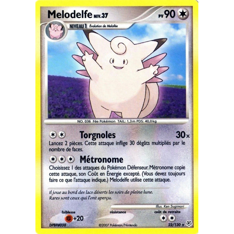 Carte Pokémon Melodelfe 22/130 Rare Diamant & Perle (JCC)