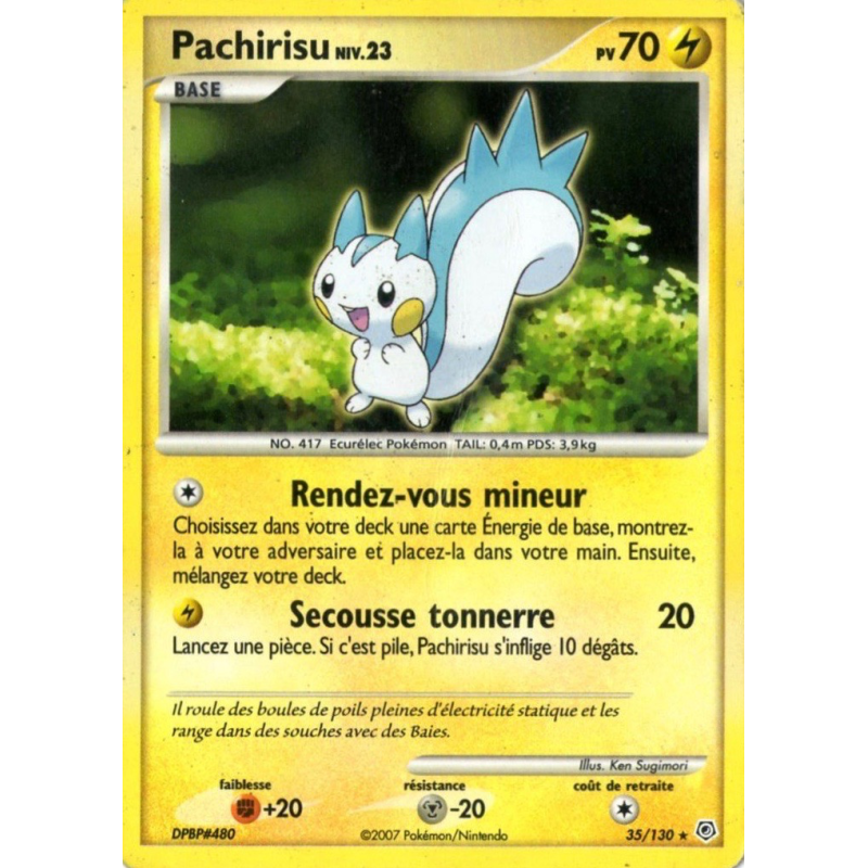 Carte Pokémon Pachirisu 35/130 Rare Diamant & Perle (JCC)