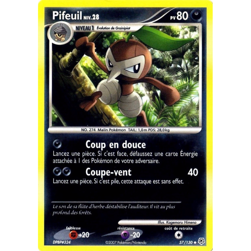 Carte Pokémon Pifeuil 57/130 Peu commune Diamant & Perle (JCC)