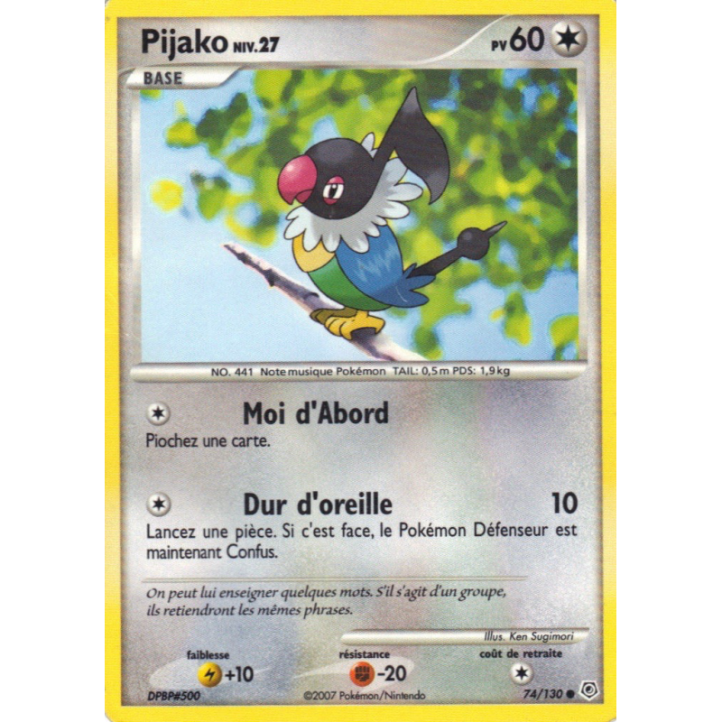 Carte Pokémon Pijako 74/130 Commune Diamant & Perle (JCC)