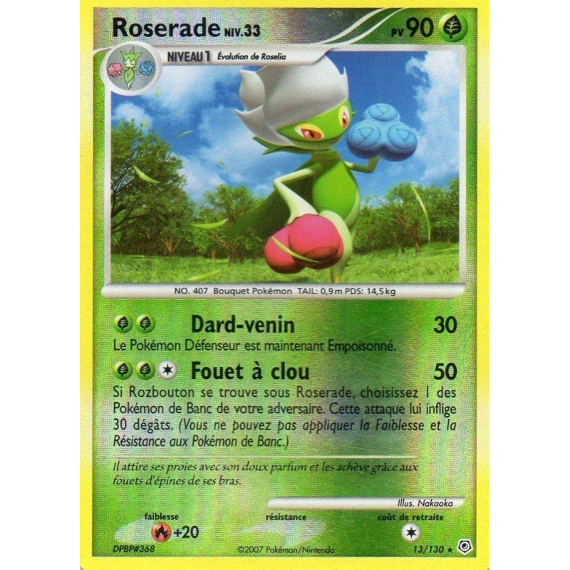 Carte Pokémon Roserade 13/130 Holographique Diamant & Perle (JCC)