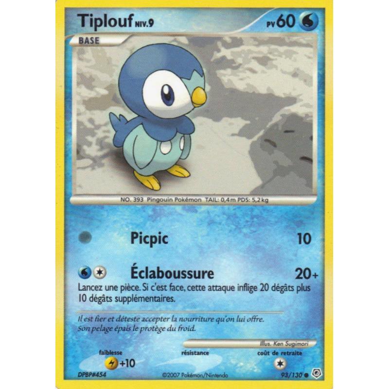 Carte Pokémon Tiplouf 93/130 Commune Diamant & Perle (JCC)