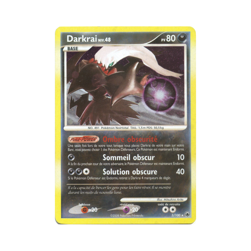Carte Pokémon Darkrai 3/100 Holographique Aube Majestueuse